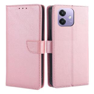 For OPPO A3 5G India Calf Texture Buckle Flip Leather Phone Case(Rose Gold)