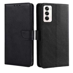 For OPPO Reno12 5G Global Calf Texture Buckle Flip Leather Phone Case(Black)