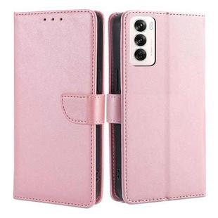 For OPPO Reno12 5G Global Calf Texture Buckle Flip Leather Phone Case(Rose Gold)