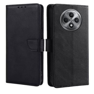 For OPPO Reno12 F 5G Calf Texture Buckle Flip Leather Phone Case(Black)