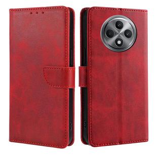 For OPPO Reno12 F 5G Calf Texture Buckle Flip Leather Phone Case(Red)