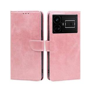 For Realme GT5 / GT5 240W Calf Texture Buckle Flip Leather Phone Case(Rose Gold)