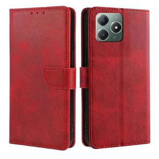 For Realme C61 4G Calf Texture Buckle Flip Leather Phone Case(Red)