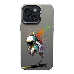 For iPhone 15 Plus Color Ink Frosted PC+TPU Phone Case(Running Astronaut)