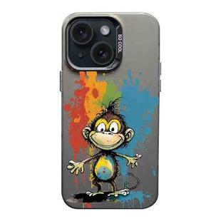 For iPhone 15 Color Ink Frosted PC+TPU Phone Case(Colored Ink Monkey)