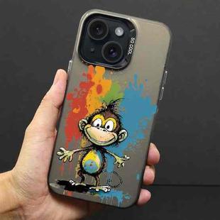 For iPhone 14 Plus Color Ink Frosted PC+TPU Phone Case(Colored Ink Monkey)