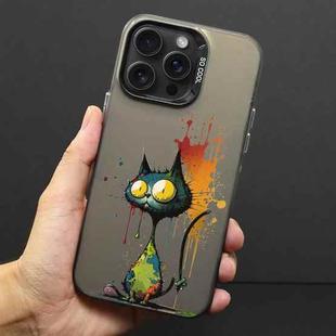 For iPhone 14 Pro Color Ink Frosted PC+TPU Phone Case(Big Eyed Cat)