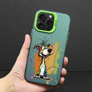 For iPhone 14 Pro Color Ink Frosted PC+TPU Phone Case(Silly Dog)