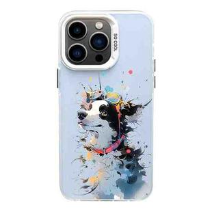 For iPhone 13 Pro Max Color Ink Frosted PC+TPU Phone Case(Glasses Dog)