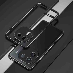 For vivo iQOO 12 Aurora Series Lens Protector + Metal Frame Phone Case(Black Silver)