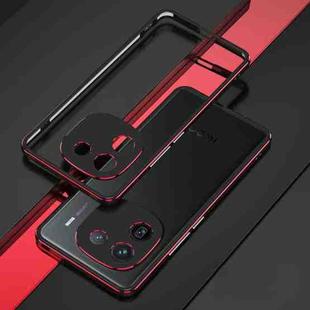 For vivo iQOO 12 Aurora Series Lens Protector + Metal Frame Phone Case(Black Red)