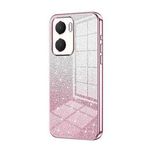 For Honor Play 40 Plus Gradient Glitter Powder Electroplated Phone Case(Pink)