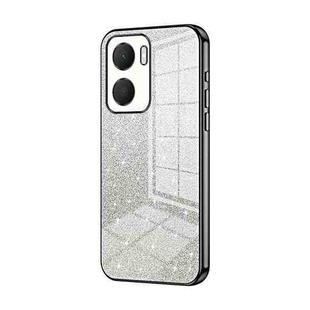 For Honor Play 40 Plus Gradient Glitter Powder Electroplated Phone Case(Black)