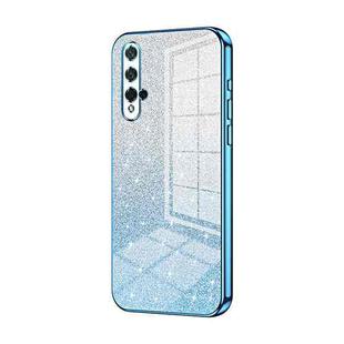 For Honor 20 / 20S / nova 5T Gradient Glitter Powder Electroplated Phone Case(Blue)