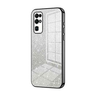 For Honor 30 Gradient Glitter Powder Electroplated Phone Case(Black)