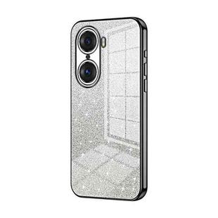 For Honor 60 Pro Gradient Glitter Powder Electroplated Phone Case(Black)