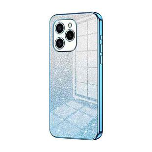 For Honor 60 SE Gradient Glitter Powder Electroplated Phone Case(Blue)