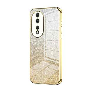 For Honor 80 Gradient Glitter Powder Electroplated Phone Case(Gold)