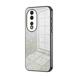 For Honor 80 Gradient Glitter Powder Electroplated Phone Case(Black)