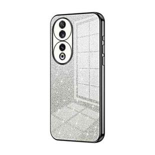 For Honor 90 Gradient Glitter Powder Electroplated Phone Case(Black)