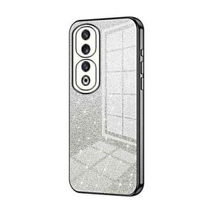 For Honor 90 Pro Gradient Glitter Powder Electroplated Phone Case(Black)