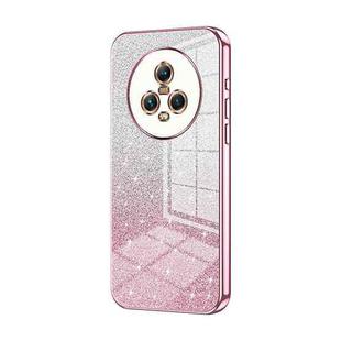 For Honor Magic5 Gradient Glitter Powder Electroplated Phone Case(Pink)