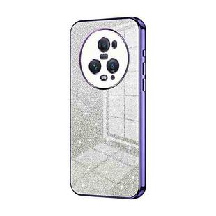 For Honor Magic5 Pro Gradient Glitter Powder Electroplated Phone Case(Purple)