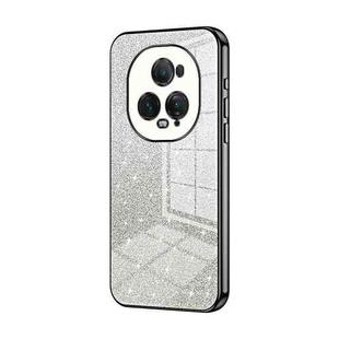 For Honor Magic5 Ultimate Gradient Glitter Powder Electroplated Phone Case(Black)