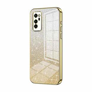 For Honor V30 Gradient Glitter Powder Electroplated Phone Case(Gold)