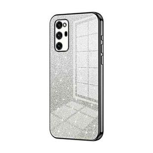 For Honor V30 Pro Gradient Glitter Powder Electroplated Phone Case(Black)