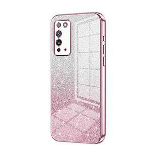 For Honor X10 Gradient Glitter Powder Electroplated Phone Case(Pink)