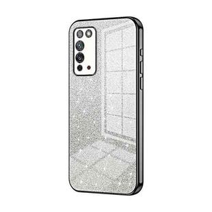 For Honor X10 Gradient Glitter Powder Electroplated Phone Case(Black)