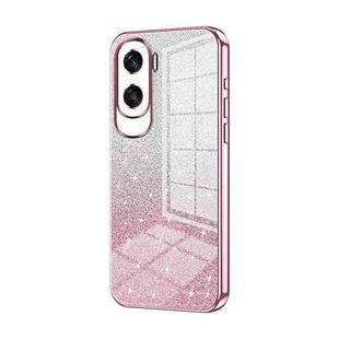 For Honor X50i / 90 Lite Gradient Glitter Powder Electroplated Phone Case(Pink)