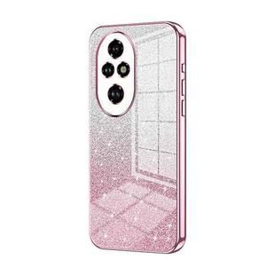 For Honor 200 Pro Gradient Glitter Powder Electroplated Phone Case(Pink)