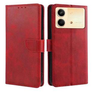 For Xiaomi Redmi Note 13R Pro 5G Calf Texture Buckle Flip Leather Phone Case(Red)