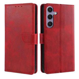 For Samsung Galaxy S24+ 5G Calf Texture Buckle Flip Leather Phone Case(Red)