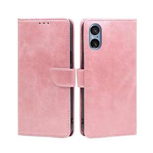 For Sony Xperia 5 V Calf Texture Buckle Flip Leather Phone Case(Rose Gold)