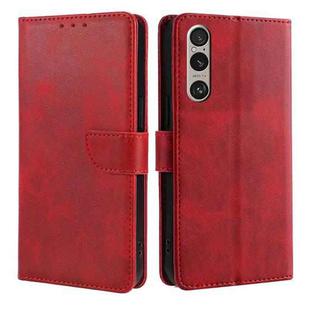 For Sony Xperia 1 VI Calf Texture Buckle Flip Leather Phone Case(Red)