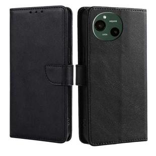 For Sharp Aquos R9 Calf Texture Buckle Flip Leather Phone Case(Black)