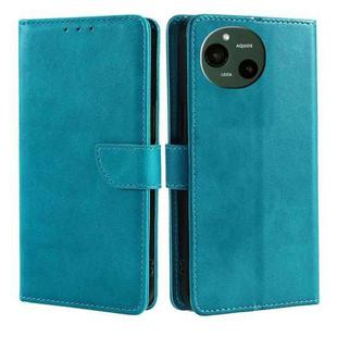 For Sharp Aquos R9 Calf Texture Buckle Flip Leather Phone Case(Light Blue)