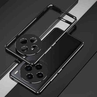 For vivo X100 Aurora Series Metal Frame Phone Case(Black Silver)