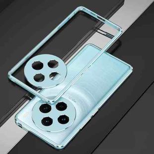 For vivo X100 Aurora Series Metal Frame Phone Case(Blue+Silver)