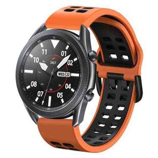 For Samsung Galaxy Watch 6 / 6 Classic Dual-row Hole Two Color Silicone Watch Band(Orange Black)