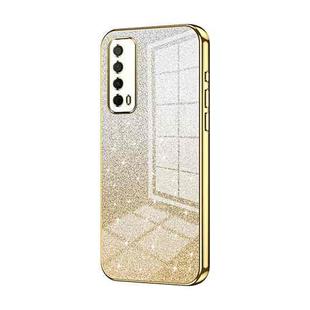 For Huawei Enjoy 20 SE / Y7a Gradient Glitter Powder Electroplated Phone Case(Gold)