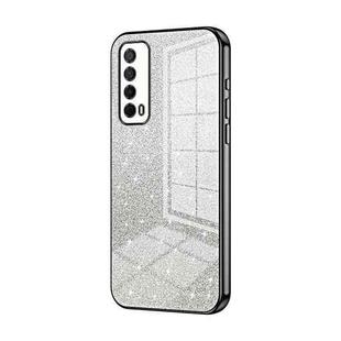 For Huawei Enjoy 20 SE / Y7a Gradient Glitter Powder Electroplated Phone Case(Black)