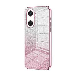 For Huawei Enjoy 60 Gradient Glitter Powder Electroplated Phone Case(Pink)