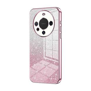 For Huawei Mate 60 Gradient Glitter Powder Electroplated Phone Case(Pink)