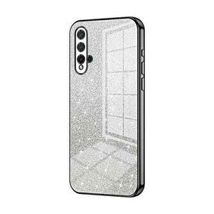 For Huawei nova 5 Gradient Glitter Powder Electroplated Phone Case(Black)
