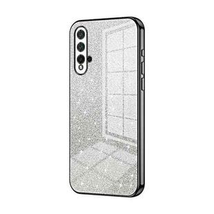 For Huawei nova 5 Pro Gradient Glitter Powder Electroplated Phone Case(Black)