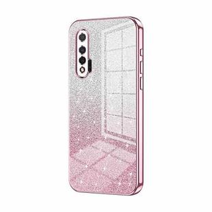For Huawei nova 6 Gradient Glitter Powder Electroplated Phone Case(Pink)
